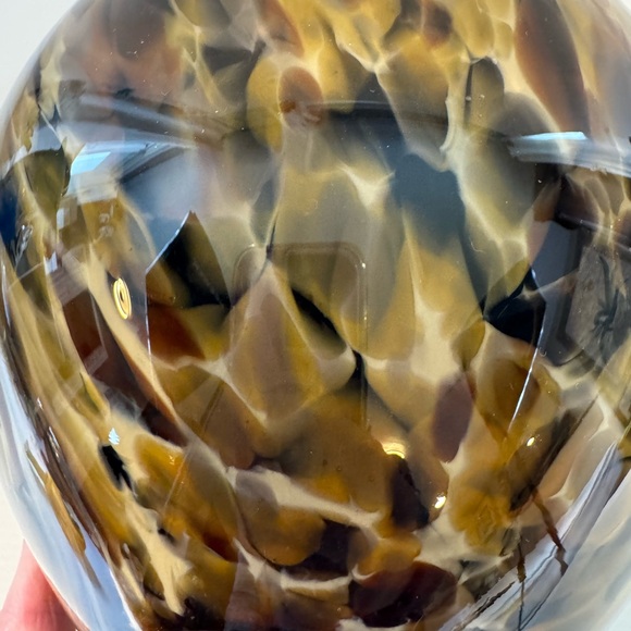 Vtg Kamei Japan Cased Art Glass MCM Vase Abstract Gold  Black Brown 12” Tall - Picture 10 of 13